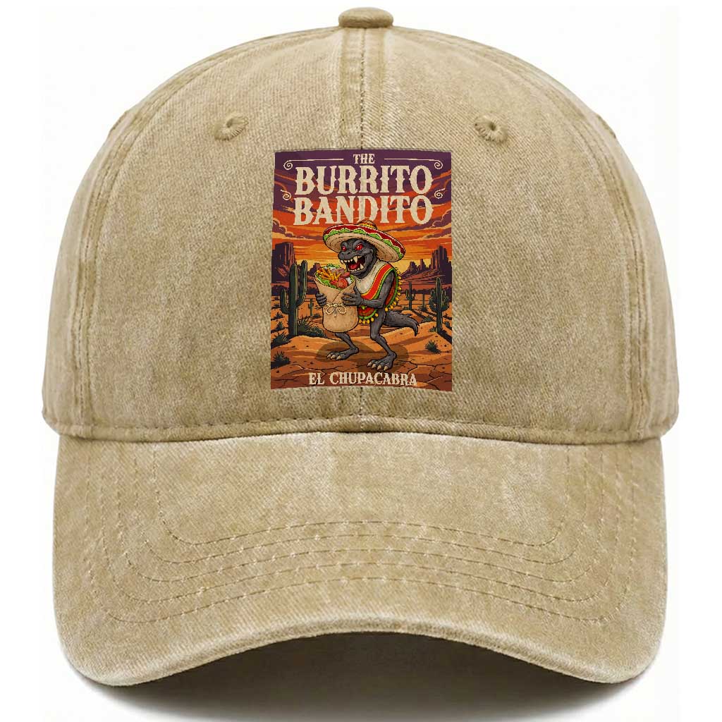 Funny El Chupacabra Burrito Bandito Washed Cotton Baseball Cap Cinco De Mayo Gift