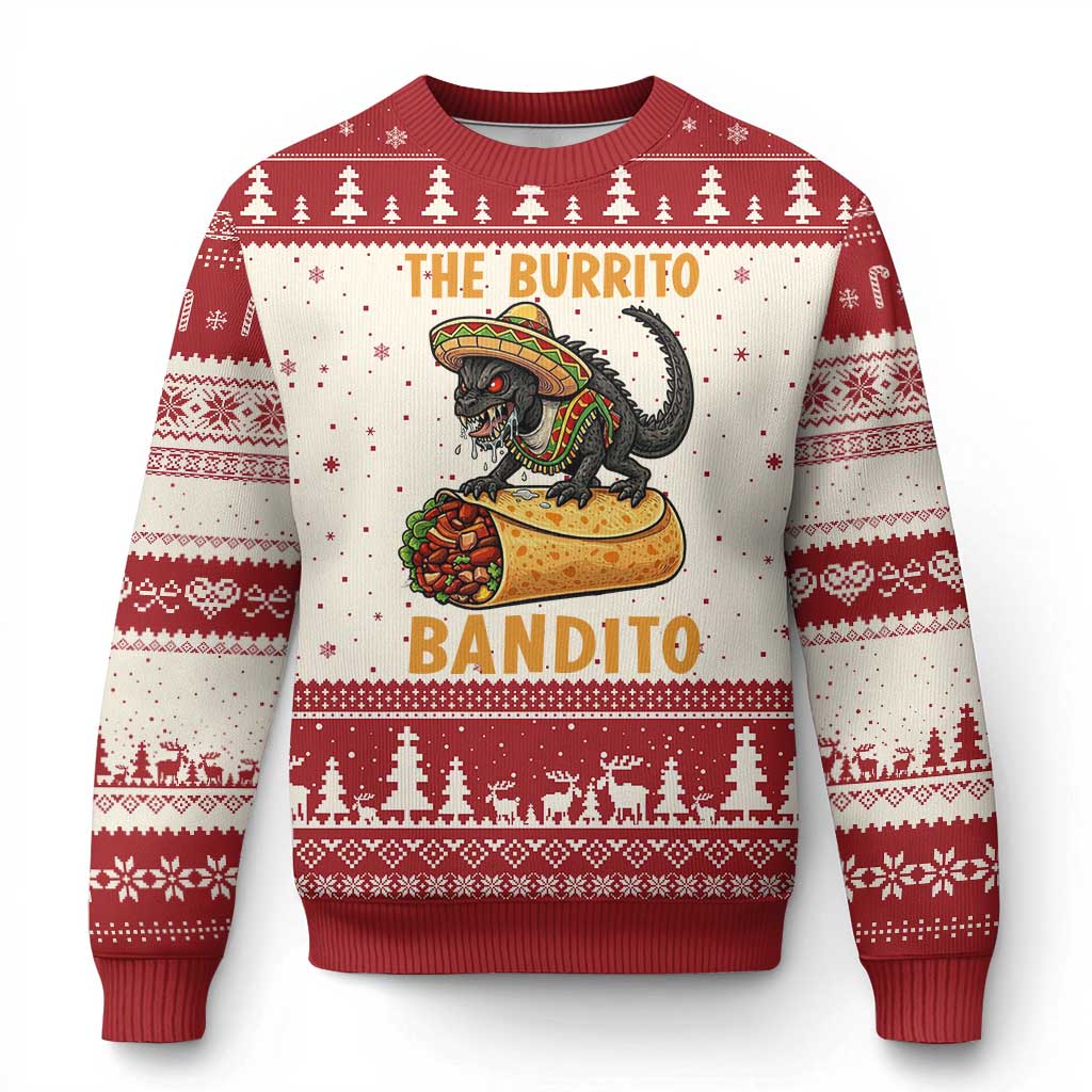 Funny Cinco De Mayo Chupacabra Ugly Christmas Sweater The Burrito Bandito