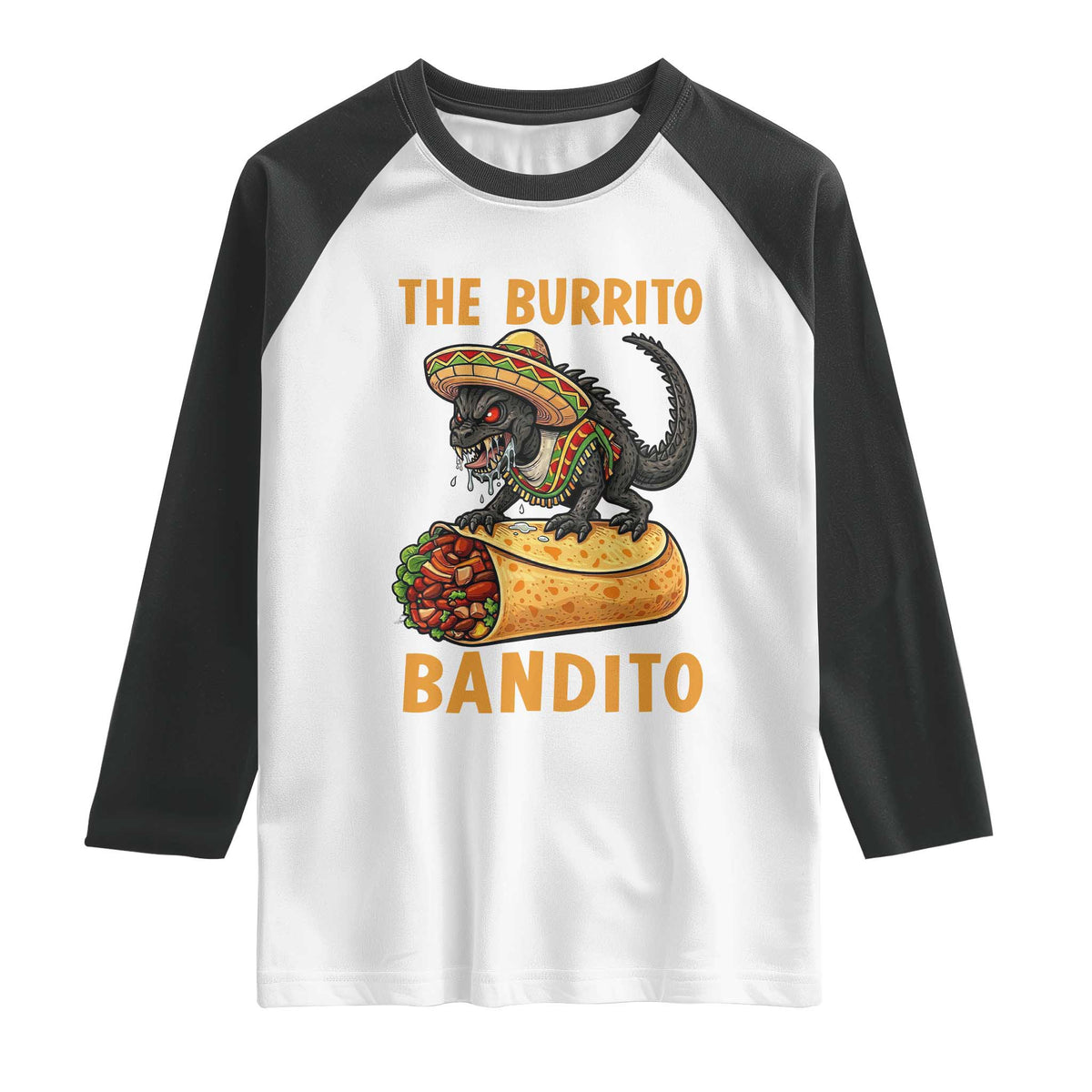 Funny Cinco De Mayo Chupacabra Raglan Shirt The Burrito Bandito