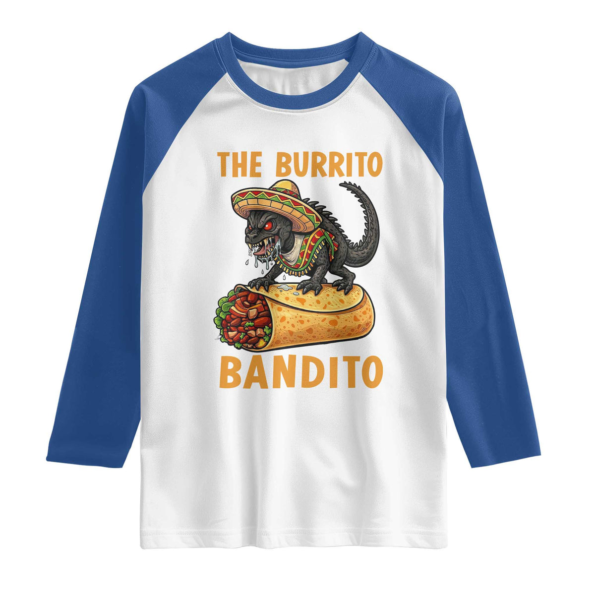 Funny Cinco De Mayo Chupacabra Raglan Shirt The Burrito Bandito