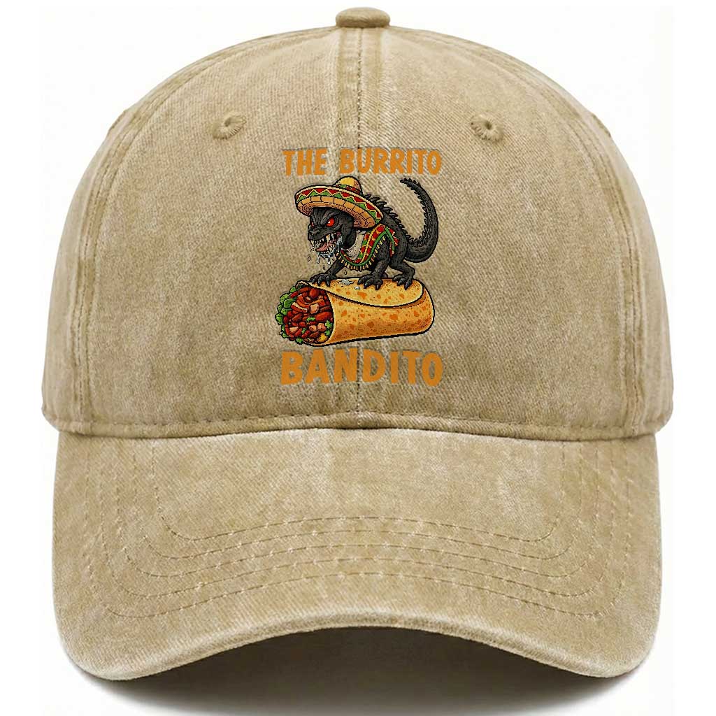 Funny Cinco De Mayo Chupacabra Washed Cotton Baseball Cap The Burrito Bandito