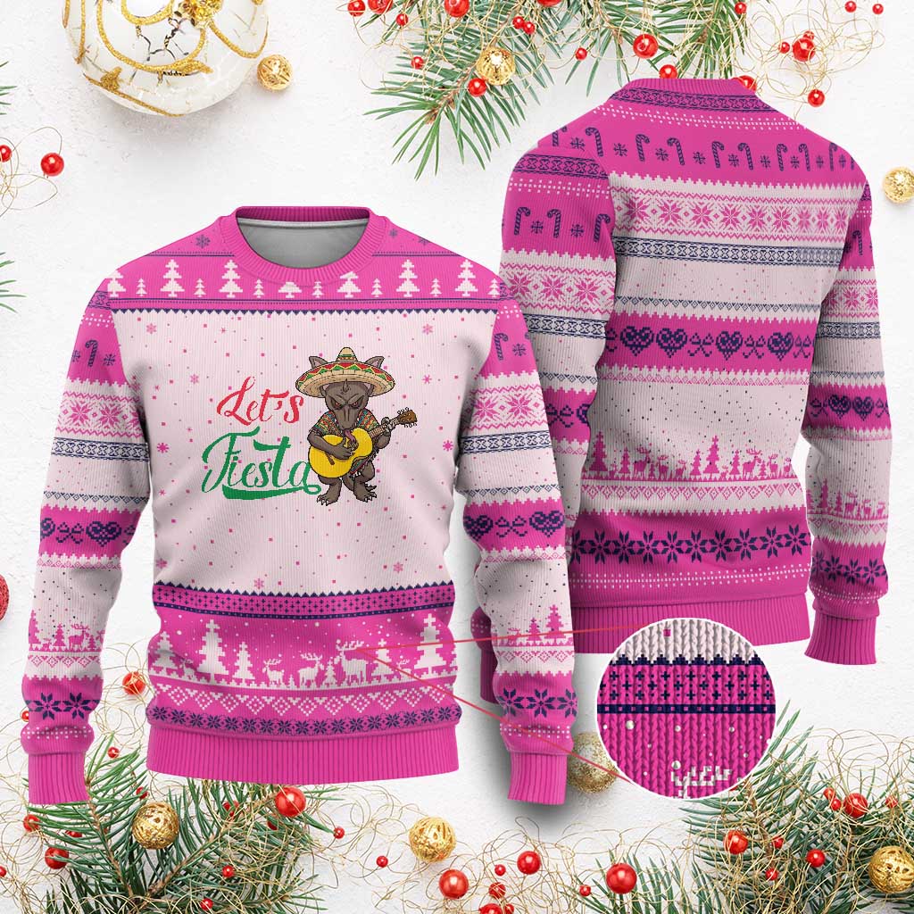 Funny Cinco De Mayo Chupacabra Ugly Christmas Sweater Lets Fiesta