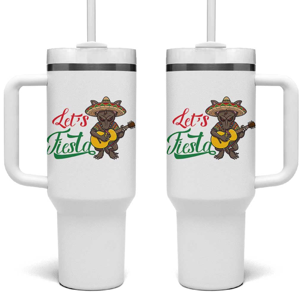 Funny Cinco De Mayo Chupacabra Tumbler With Handle Lets Fiesta
