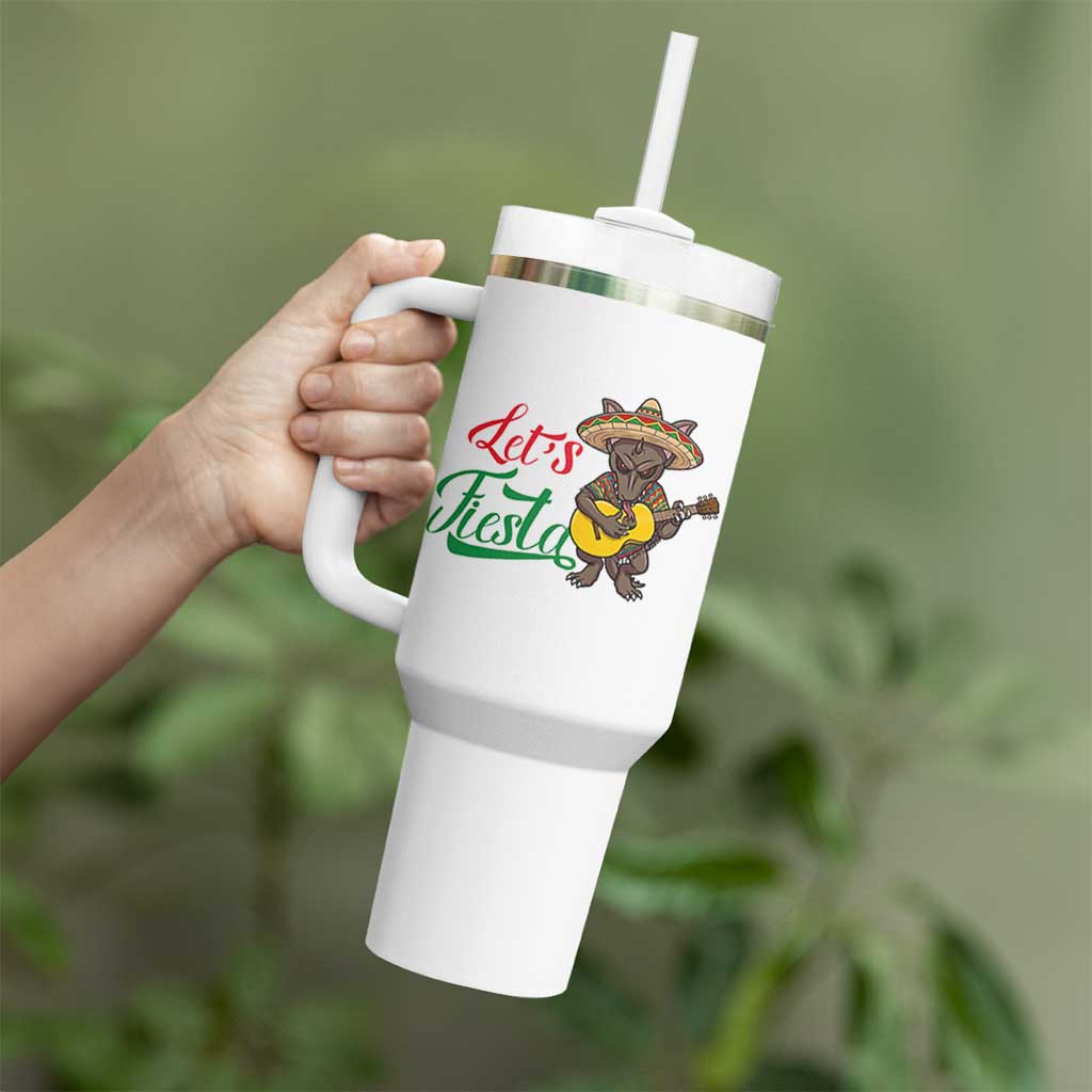 Funny Cinco De Mayo Chupacabra Tumbler With Handle Lets Fiesta