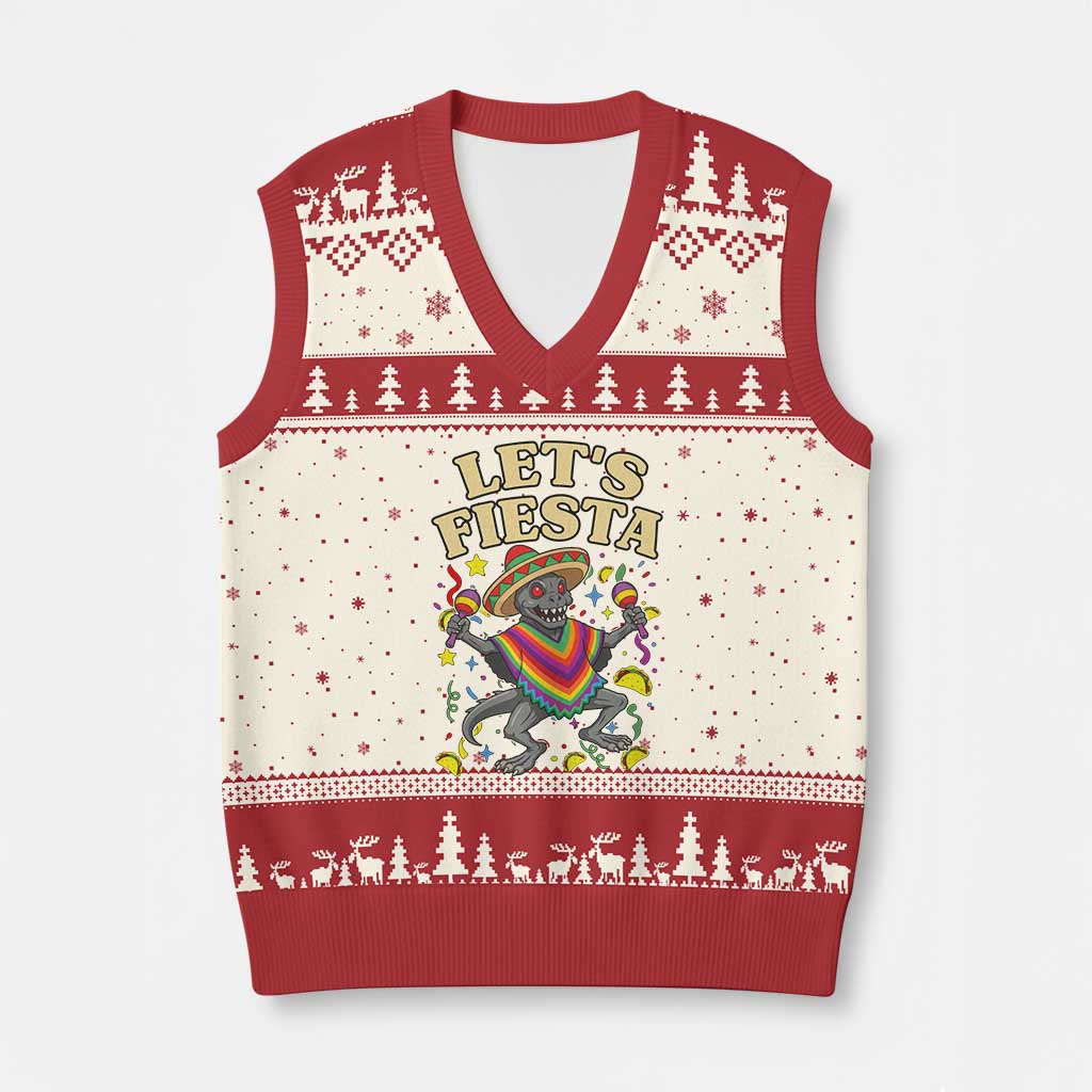 Funny Chupacabra Lets Fiesta V-Neck Knit Sweater Vest Cinco De Mayo Gift