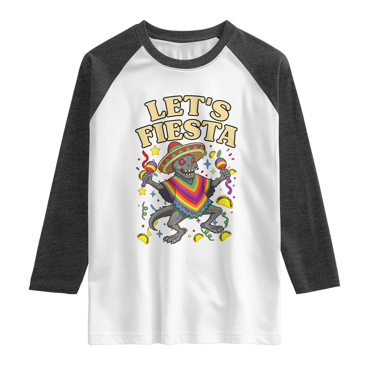 Funny Chupacabra Lets Fiesta Raglan Shirt Cinco De Mayo Gift