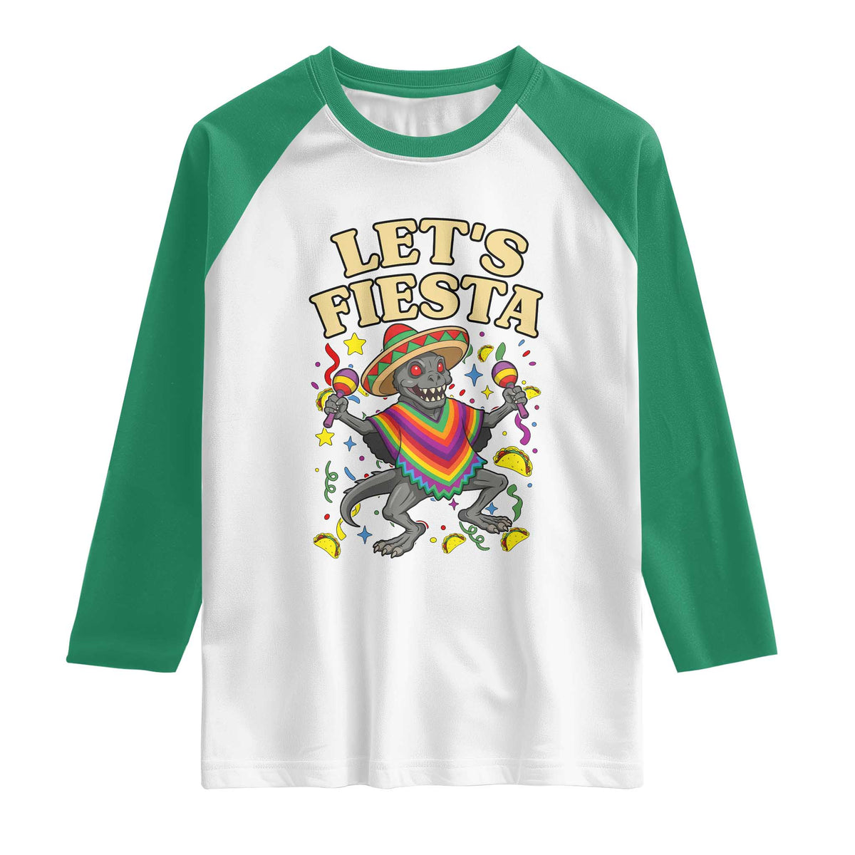 Funny Chupacabra Lets Fiesta Raglan Shirt Cinco De Mayo Gift