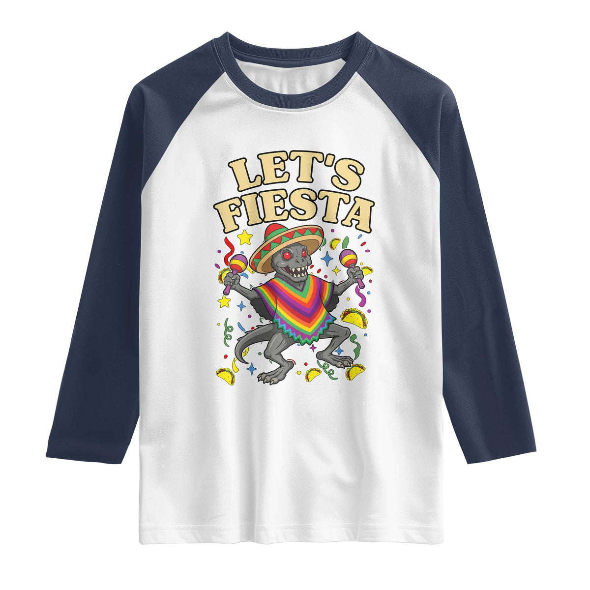 Funny Chupacabra Lets Fiesta Raglan Shirt Cinco De Mayo Gift