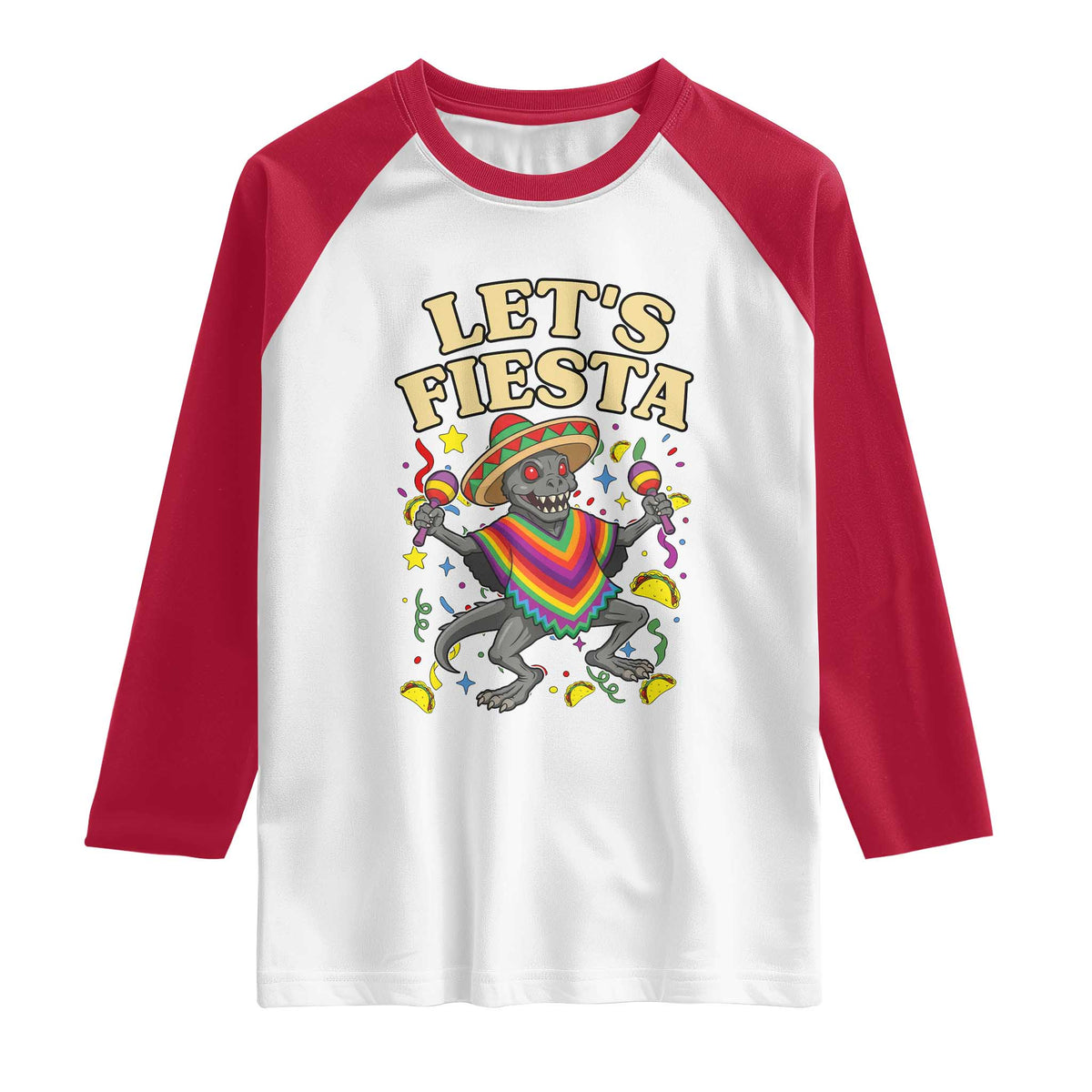 Funny Chupacabra Lets Fiesta Raglan Shirt Cinco De Mayo Gift