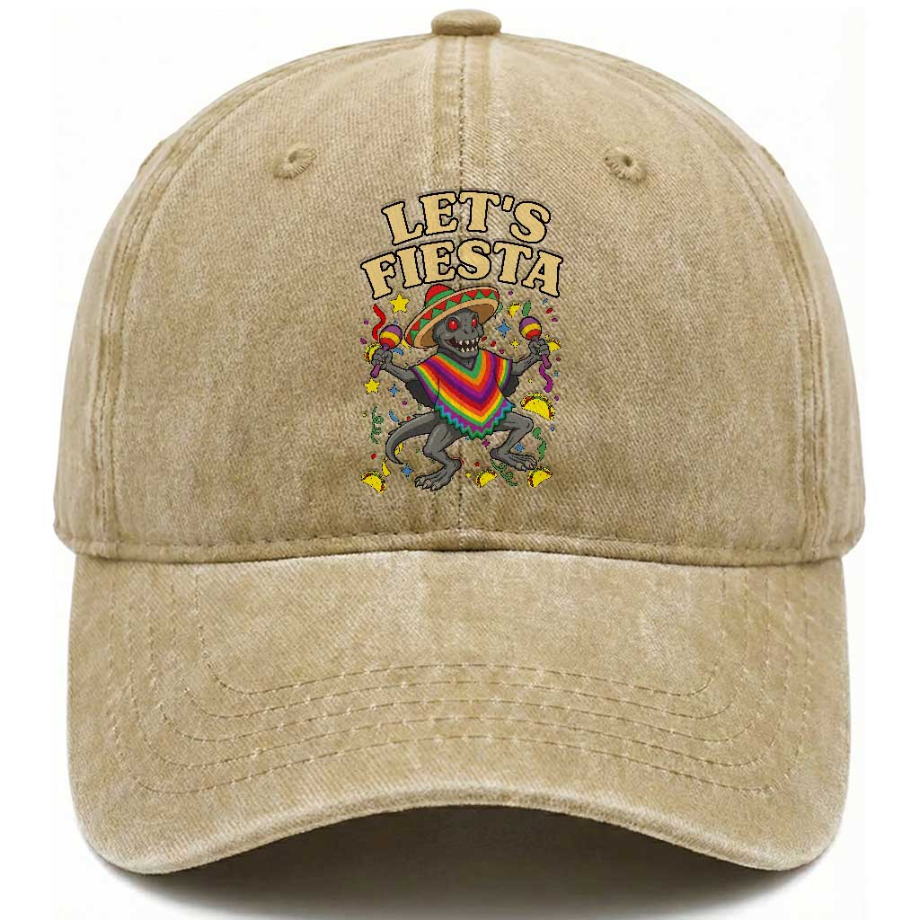 Funny Chupacabra Lets Fiesta Washed Cotton Baseball Cap Cinco De Mayo Gift
