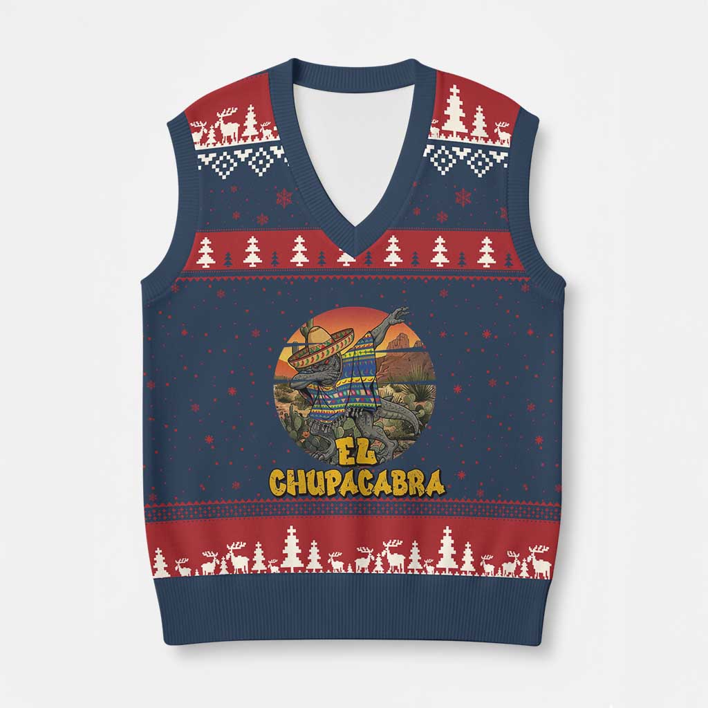 Funny Cinco De Mayo Cryptid Lover Gift V-Neck Knit Sweater Vest El Squatcho Dabbing