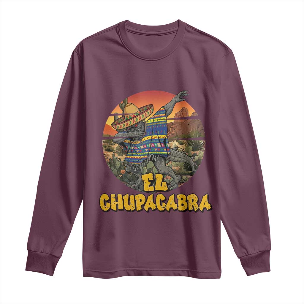 Funny Cinco De Mayo Cryptid Lover Gift Long Sleeve Shirt El Squatcho Dabbing