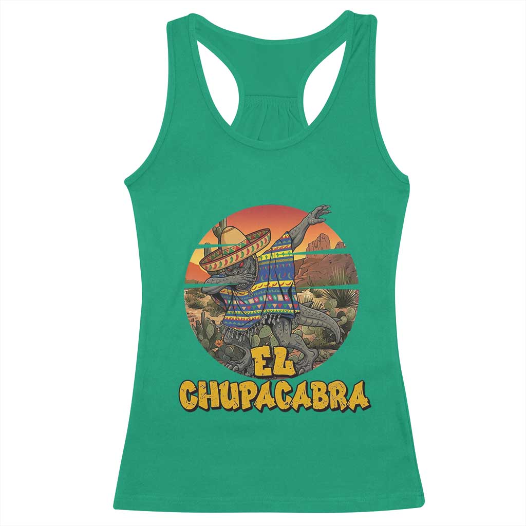 Funny Cinco De Mayo Cryptid Lover Gift Racerback Tank Top El Squatcho Dabbing
