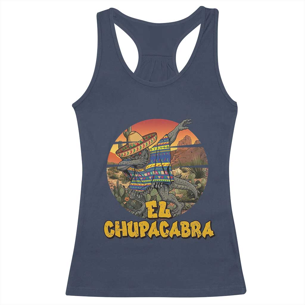 Funny Cinco De Mayo Cryptid Lover Gift Racerback Tank Top El Squatcho Dabbing