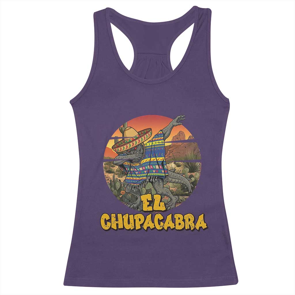 Funny Cinco De Mayo Cryptid Lover Gift Racerback Tank Top El Squatcho Dabbing