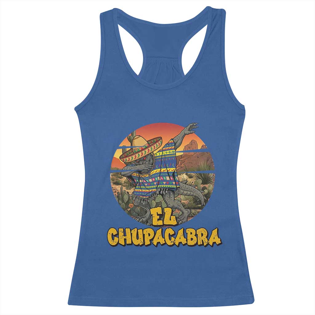 Funny Cinco De Mayo Cryptid Lover Gift Racerback Tank Top El Squatcho Dabbing