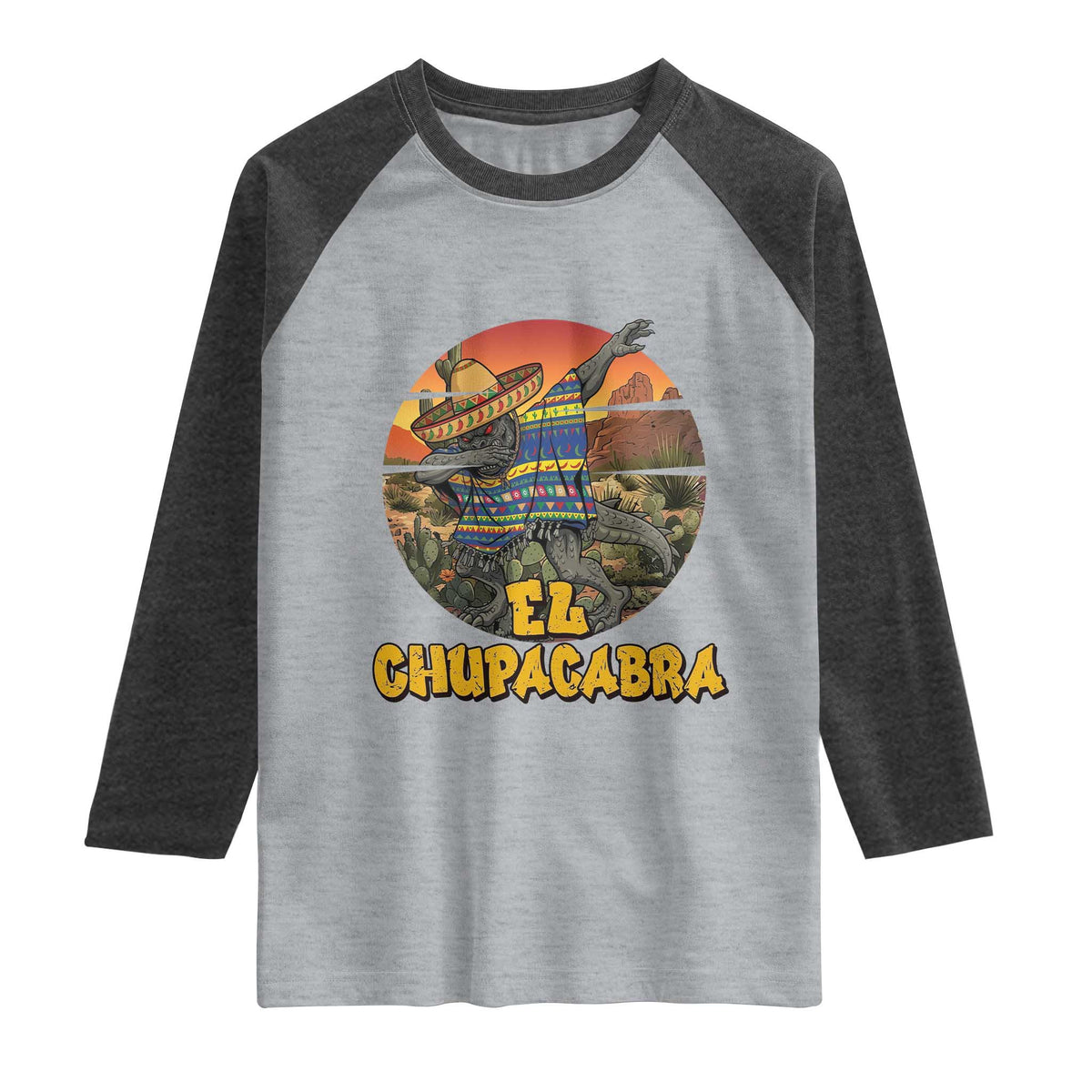 Funny Cinco De Mayo Cryptid Lover Gift Raglan Shirt El Squatcho Dabbing