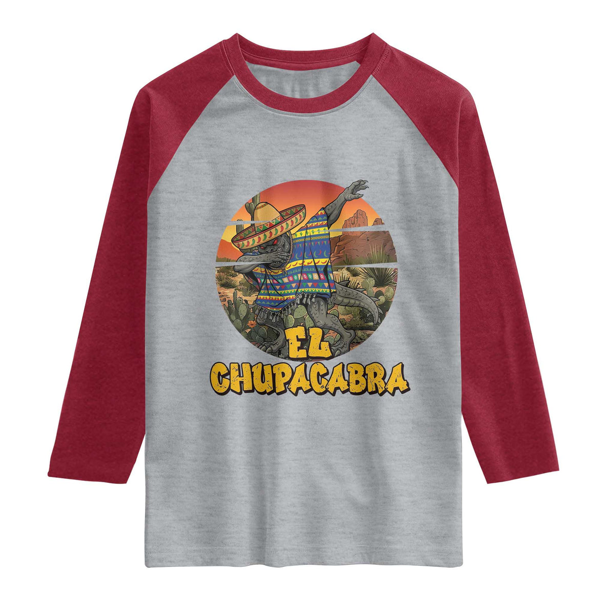 Funny Cinco De Mayo Cryptid Lover Gift Raglan Shirt El Squatcho Dabbing