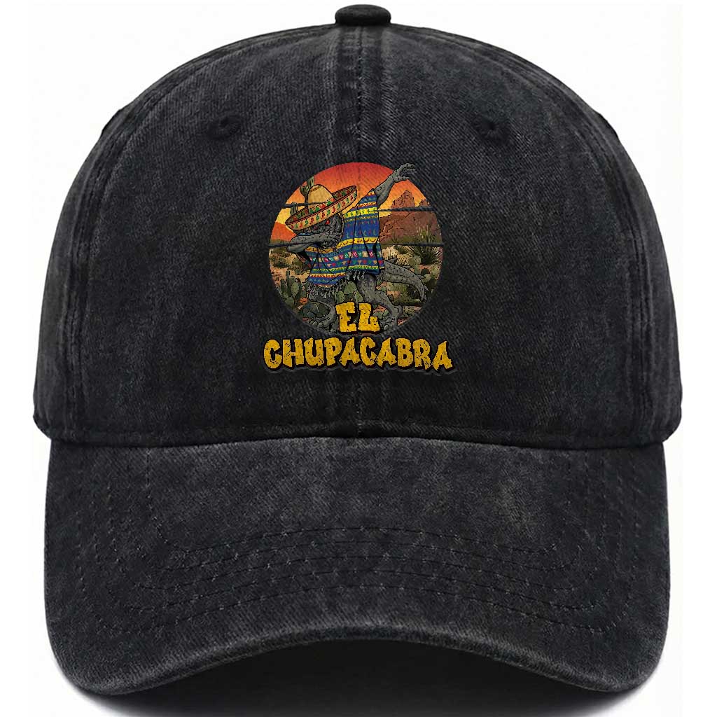Funny Cinco De Mayo Cryptid Lover Gift Washed Cotton Baseball Cap El Squatcho Dabbing