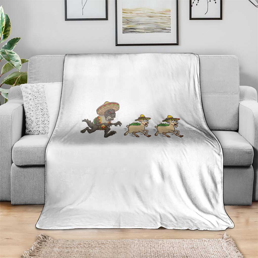 Funny Mexican Fiesta Gift Throw Blanket Chupacabra Chasing Taco Goat
