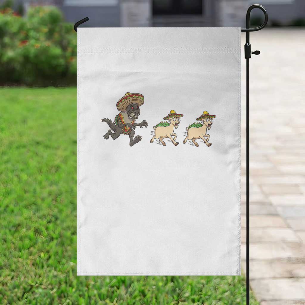 Funny Mexican Fiesta Gift Garden Flag Chupacabra Chasing Taco Goat