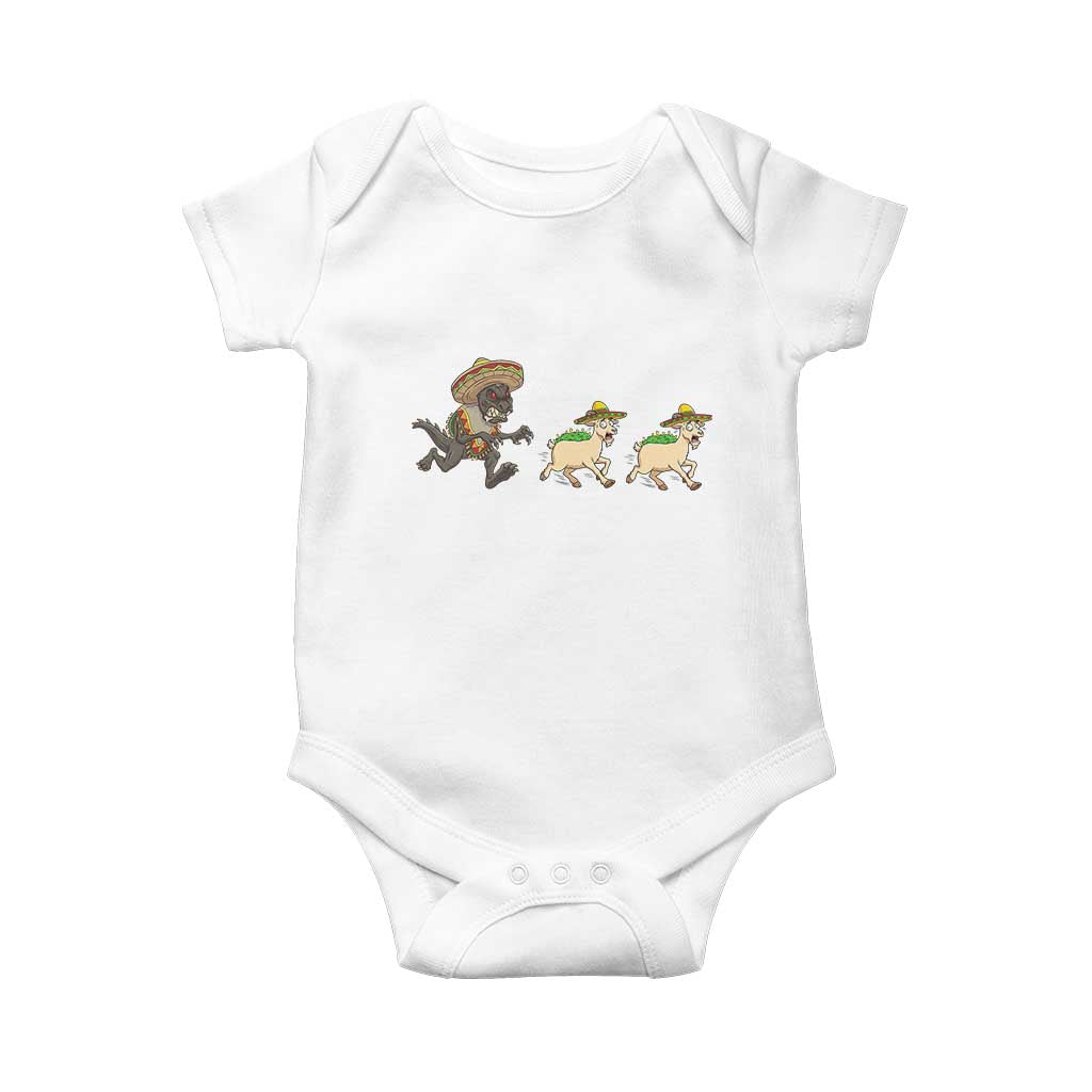 Funny Mexican Fiesta Gift Baby Onesie Chupacabra Chasing Taco Goat
