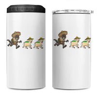 Funny Mexican Fiesta Gift 4 in 1 Can Cooler Tumbler Chupacabra Chasing Taco Goat
