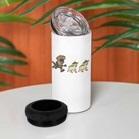 Funny Mexican Fiesta Gift 4 in 1 Can Cooler Tumbler Chupacabra Chasing Taco Goat