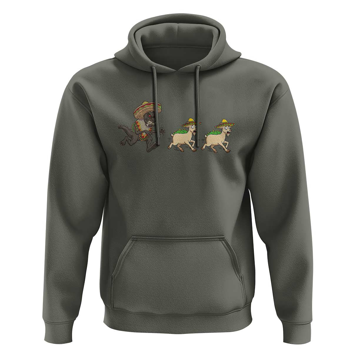 Funny Mexican Fiesta Gift Hoodie Chupacabra Chasing Taco Goat