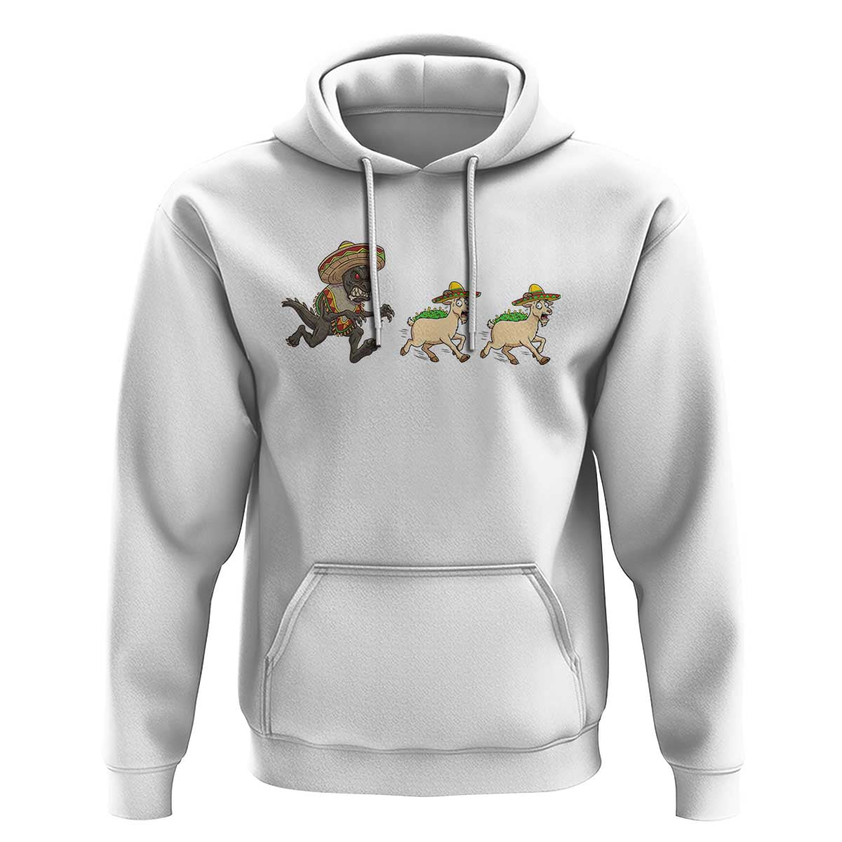 Funny Mexican Fiesta Gift Hoodie Chupacabra Chasing Taco Goat