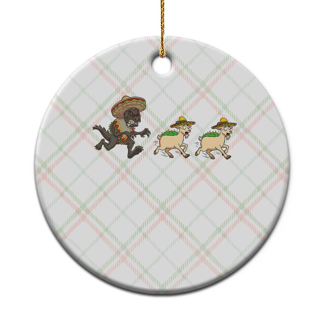 Funny Mexican Fiesta Gift Ceramic Ornament Chupacabra Chasing Taco Goat