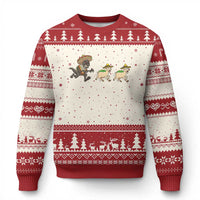 Funny Mexican Fiesta Gift Ugly Christmas Sweater Chupacabra Chasing Taco Goat