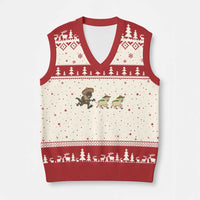 Funny Mexican Fiesta Gift V-Neck Knit Sweater Vest Chupacabra Chasing Taco Goat