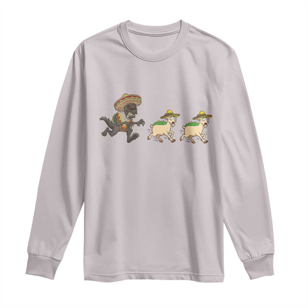 Funny Mexican Fiesta Gift Long Sleeve Shirt Chupacabra Chasing Taco Goat