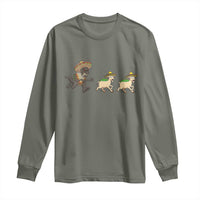 Funny Mexican Fiesta Gift Long Sleeve Shirt Chupacabra Chasing Taco Goat