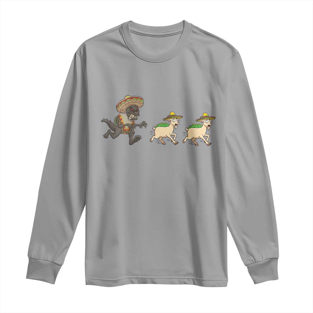 Funny Mexican Fiesta Gift Long Sleeve Shirt Chupacabra Chasing Taco Goat