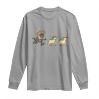 Funny Mexican Fiesta Gift Long Sleeve Shirt Chupacabra Chasing Taco Goat