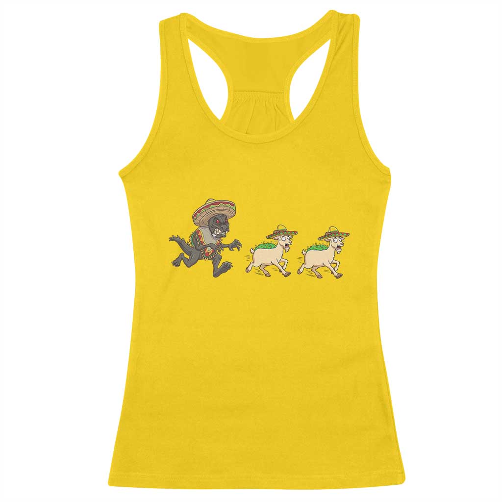 Funny Mexican Fiesta Gift Racerback Tank Top Chupacabra Chasing Taco Goat