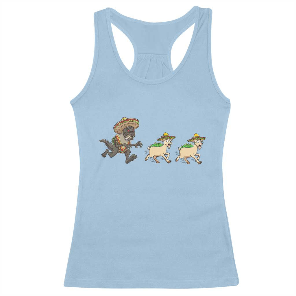 Funny Mexican Fiesta Gift Racerback Tank Top Chupacabra Chasing Taco Goat