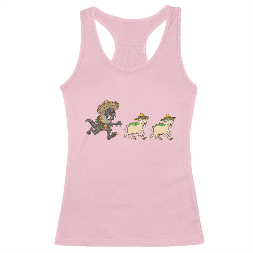 Funny Mexican Fiesta Gift Racerback Tank Top Chupacabra Chasing Taco Goat