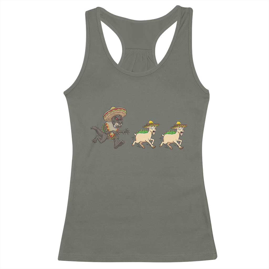 Funny Mexican Fiesta Gift Racerback Tank Top Chupacabra Chasing Taco Goat
