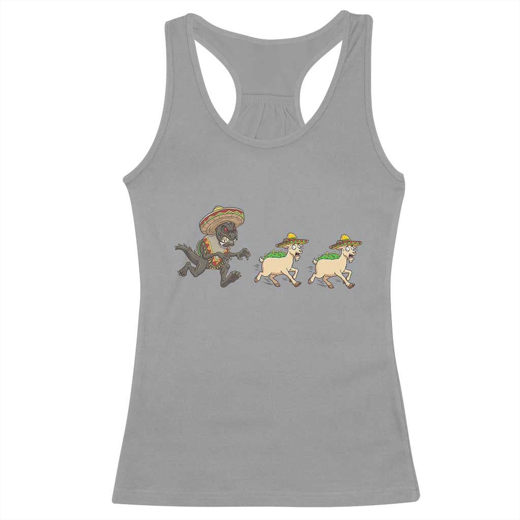 Funny Mexican Fiesta Gift Racerback Tank Top Chupacabra Chasing Taco Goat