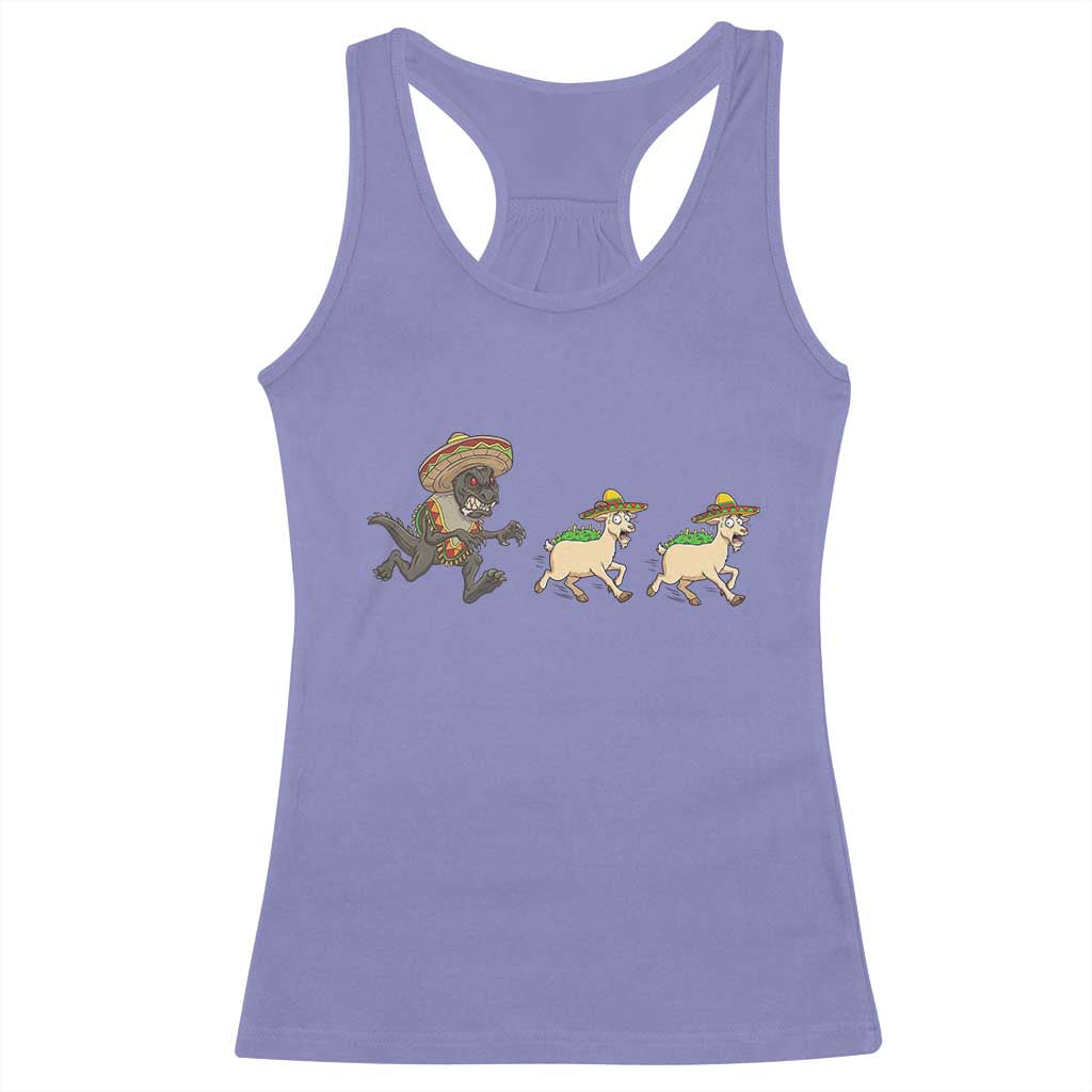Funny Mexican Fiesta Gift Racerback Tank Top Chupacabra Chasing Taco Goat