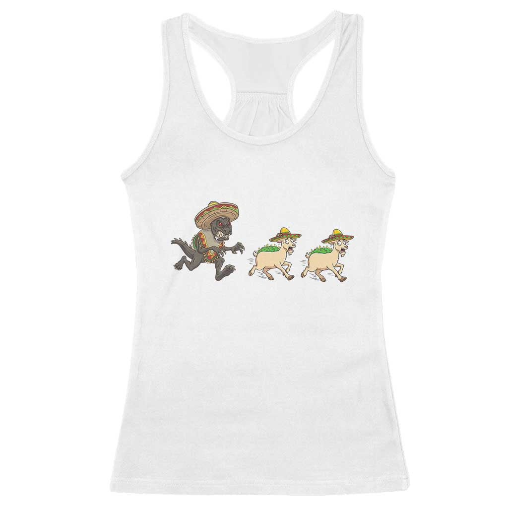 Funny Mexican Fiesta Gift Racerback Tank Top Chupacabra Chasing Taco Goat