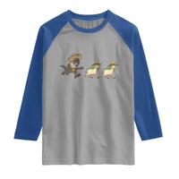 Funny Mexican Fiesta Gift Raglan Shirt Chupacabra Chasing Taco Goat