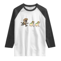 Funny Mexican Fiesta Gift Raglan Shirt Chupacabra Chasing Taco Goat