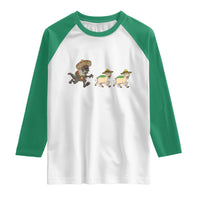 Funny Mexican Fiesta Gift Raglan Shirt Chupacabra Chasing Taco Goat