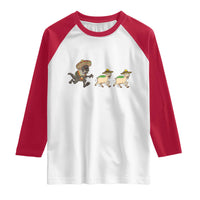 Funny Mexican Fiesta Gift Raglan Shirt Chupacabra Chasing Taco Goat