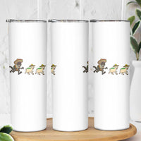 Funny Mexican Fiesta Gift Skinny Tumbler Chupacabra Chasing Taco Goat