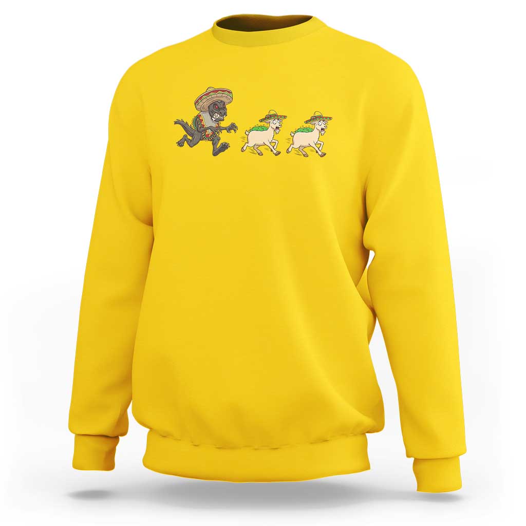 Funny Mexican Fiesta Gift Sweatshirt Chupacabra Chasing Taco Goat